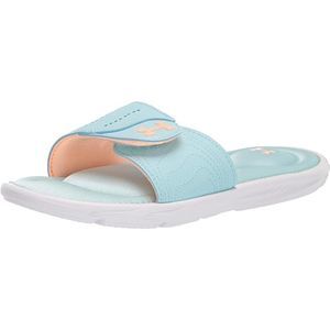 Under Armour Girls Ignite IX SL Slide Sandal, White (101)/Breeze, 13 Little Kid